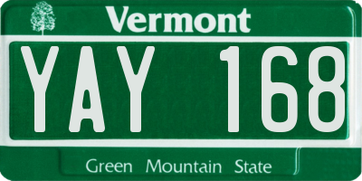 VT license plate YAY168