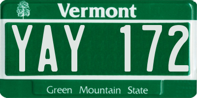VT license plate YAY172