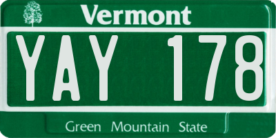VT license plate YAY178