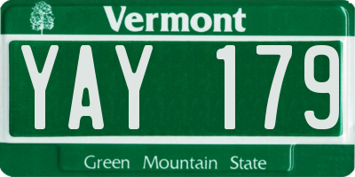 VT license plate YAY179