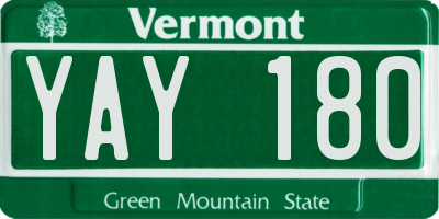 VT license plate YAY180