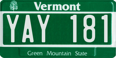 VT license plate YAY181
