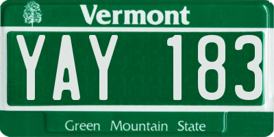 VT license plate YAY183