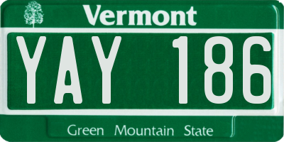 VT license plate YAY186