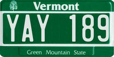 VT license plate YAY189