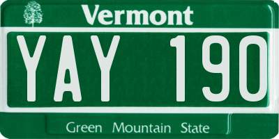 VT license plate YAY190