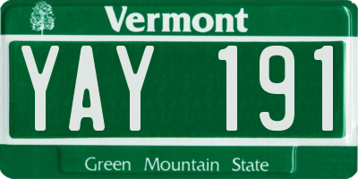 VT license plate YAY191