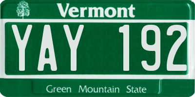 VT license plate YAY192