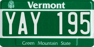 VT license plate YAY195