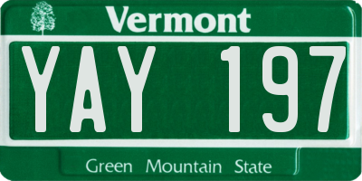 VT license plate YAY197