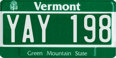 VT license plate YAY198