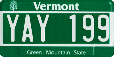 VT license plate YAY199