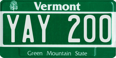 VT license plate YAY200