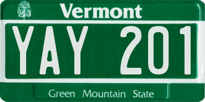 VT license plate YAY201