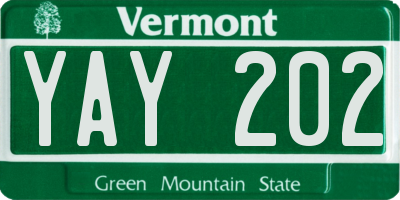 VT license plate YAY202