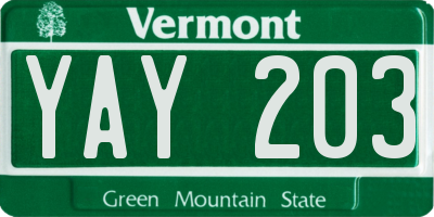 VT license plate YAY203
