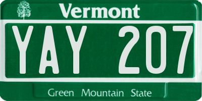VT license plate YAY207