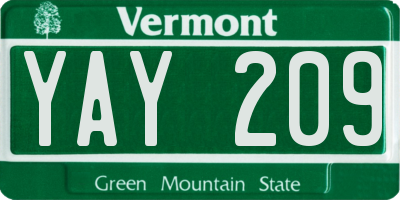 VT license plate YAY209