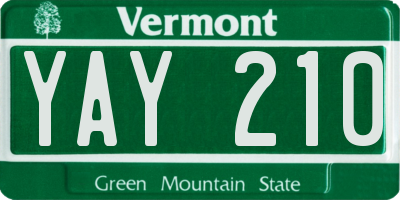 VT license plate YAY210