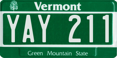 VT license plate YAY211