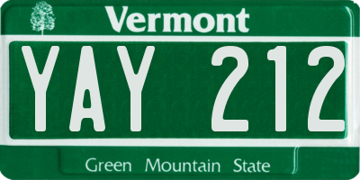VT license plate YAY212