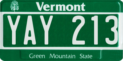 VT license plate YAY213