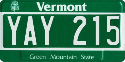 VT license plate YAY215