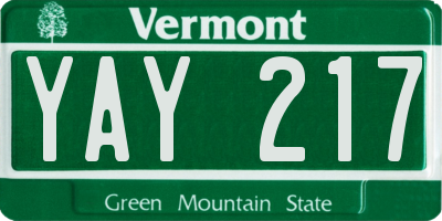 VT license plate YAY217