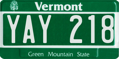 VT license plate YAY218
