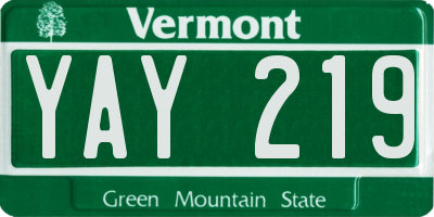 VT license plate YAY219