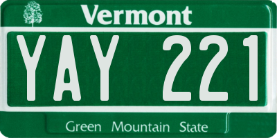 VT license plate YAY221