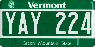 VT license plate YAY224