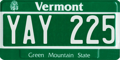 VT license plate YAY225