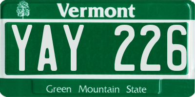 VT license plate YAY226