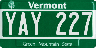 VT license plate YAY227