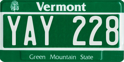 VT license plate YAY228