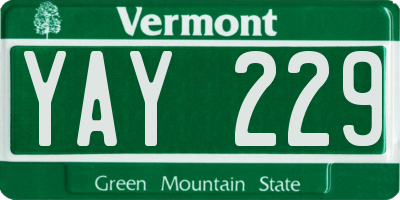 VT license plate YAY229