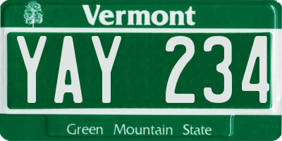 VT license plate YAY234