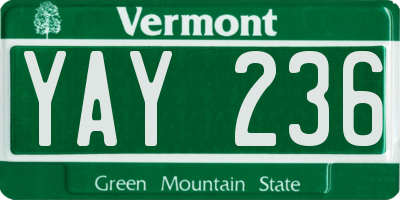 VT license plate YAY236