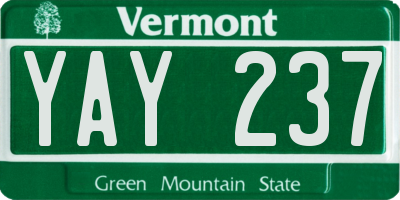 VT license plate YAY237