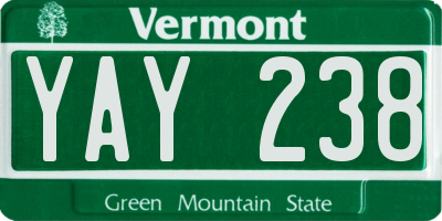 VT license plate YAY238