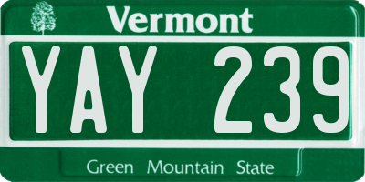 VT license plate YAY239