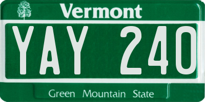 VT license plate YAY240