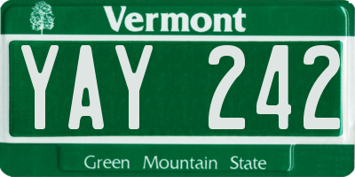VT license plate YAY242