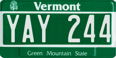 VT license plate YAY244