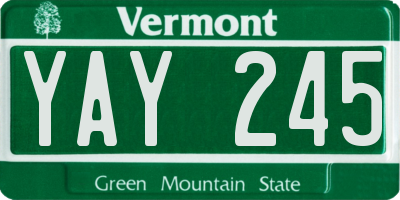 VT license plate YAY245