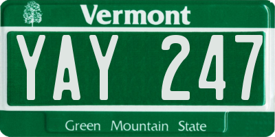 VT license plate YAY247