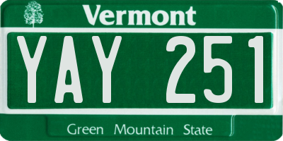 VT license plate YAY251