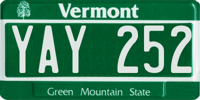 VT license plate YAY252