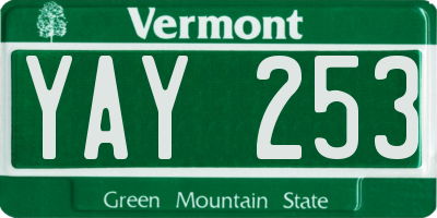 VT license plate YAY253